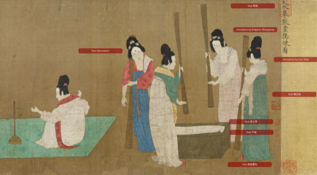 Court Ladies Preparing Newly Woven Silk