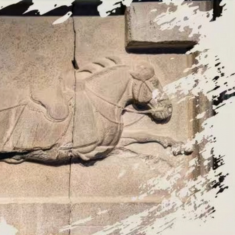 closeup of one of Emperor Taizong's royal steeds